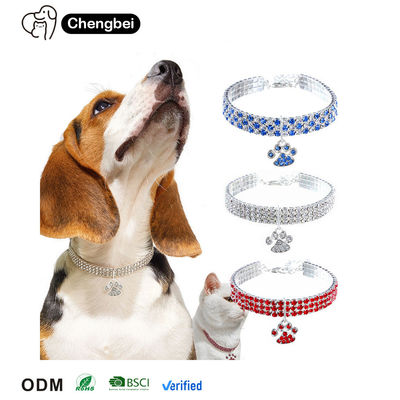 kaufen Rhinestone Katze Diamant Halsband Blau Rot Diamant Halsband Hundehalsband Online-Herstellung