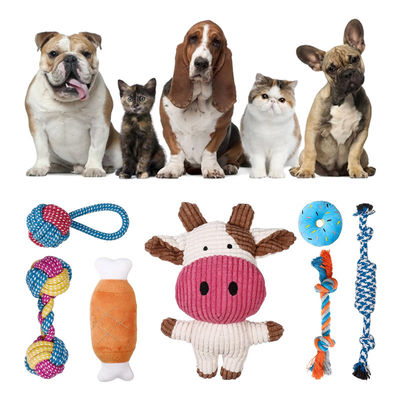 kaufen Katzen Sound Plush Spielzeug Set Silicone Seil Interaktiv Plush Hunde Spielzeug Online-Herstellung