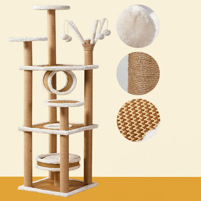 kaufen Mehrstufiges Katzenbaumhaus Krabbelpfosten Schwerlast mit Sisal Seil Katzen Turm Spalte Klettern Baum Katzen Traum Spielbereich Online-Herstellung