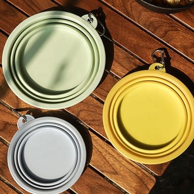 kaufen Klappbare Reise-Haustier-Wasser-Fütterung Schüssel Fütterungs-Typ Tassen Packs Makkarone Farbe Silikon Hund Online-Herstellung