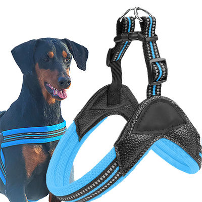 Schwarz Blau PU Hundeband Leine Padded Welpenband und Leine Set