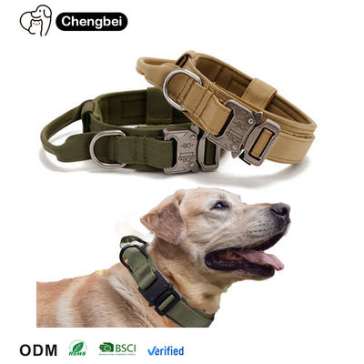 Personalisierte Luxus Designer Nylon Metall Schwergewicht Training Pet Seil Großes Hundehalsband und Leine Set für taktische K9s