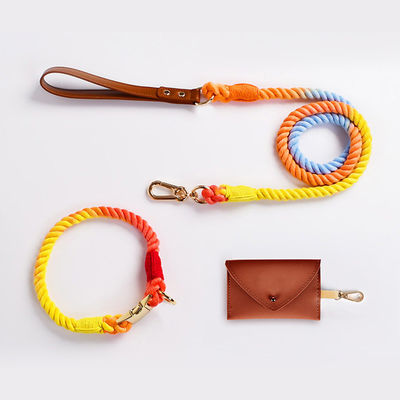 Multikolorige Leine Halsband Set Walking Cotton Seil Training Hund Leine Halsband Set