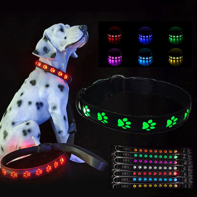 LED-Hundehalsband mit benutzerdefiniertem Logo USB Wiederaufladbares Blitzmodus Langsamer Blitz