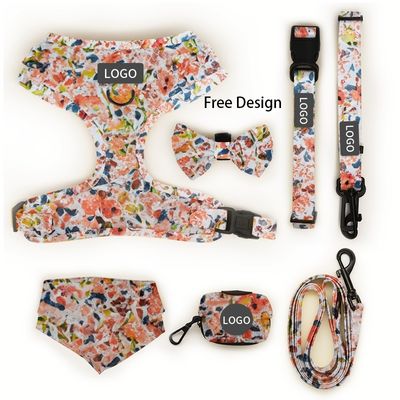 Verstellbare Polyester-Haustier-Gurt-Weste und Halsband-Leine-Hunde-Gurt-Sets mit Bowknot Dekoration XL L M S Größen Großer Bowknot