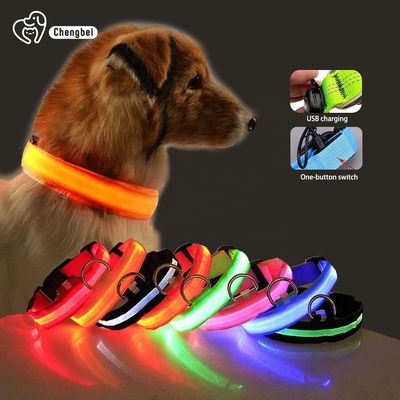 Hundehalsband Leuchten Hundehalsband Wiederaufladbarer Nylon XS XL LED Hundehalsband