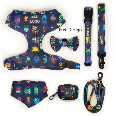 Custom Logo Print Pattern Personalisiertes Haustier-Gurt-Set mit Bowknot Dekoration und wasserdichtem Design