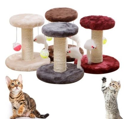 Weihnachtskätzchen Kratzpfosten Massivholz Rotbraun Katze Kratzpfosten