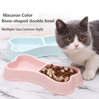 Nachhaltige Macarone Farbe Knochenform Doppel-Essensschüssel für Hunde und Katzen