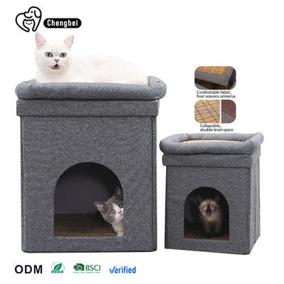 Katzenkletterrahmen zusammengefaltet Doppelkühl-Katzen-Wurf Katzenlochplattform Luxus und Komfort